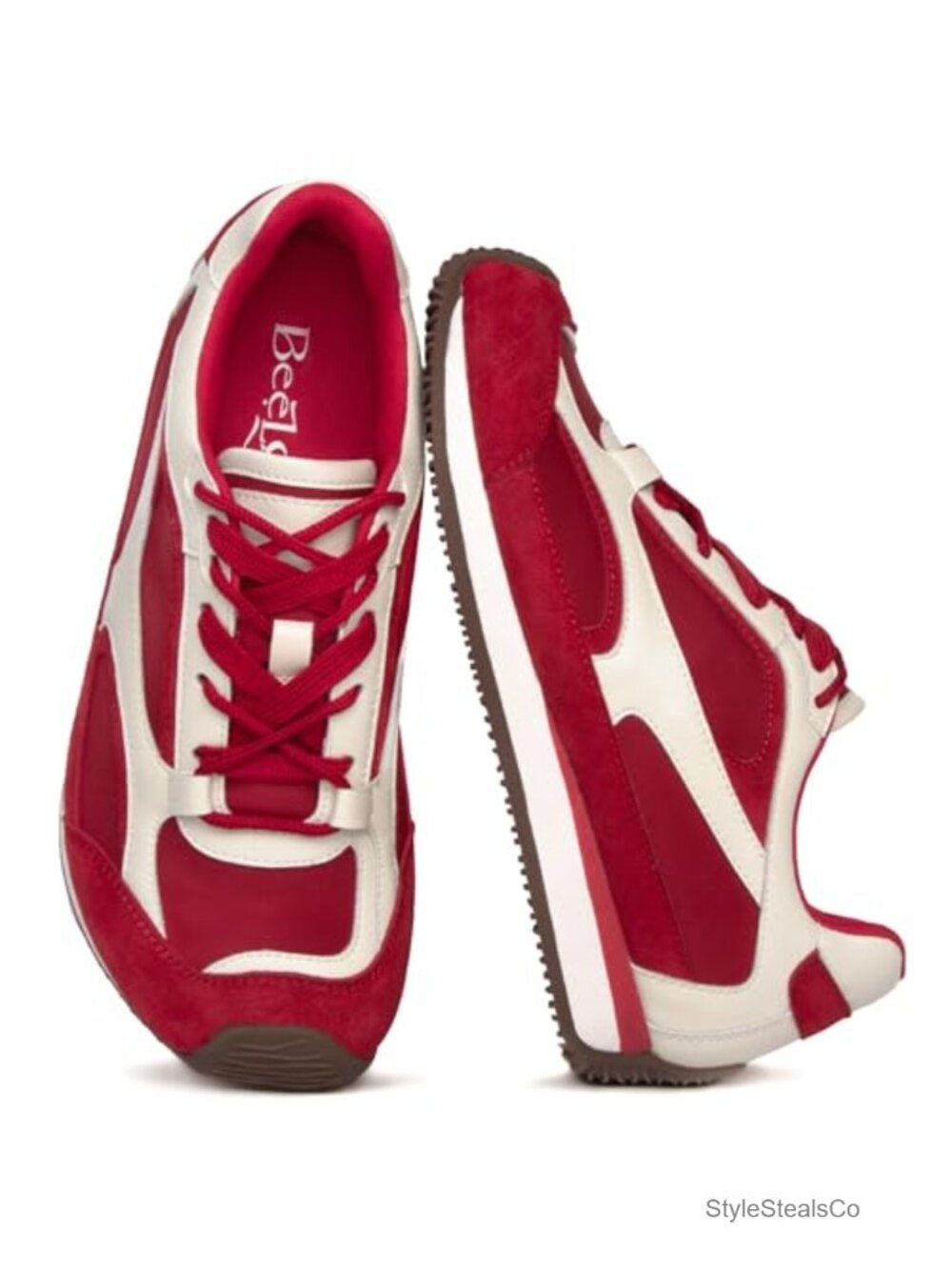 Women's Lace-Up Fashion Sneakers with Leather Upper Memory Foam Insole